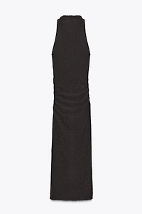 TEXTURED HALTER LONG DRESS