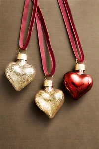 SET OF MINI HEART CHRISTMAS TREE ORNAMENTS (SET OF 3)