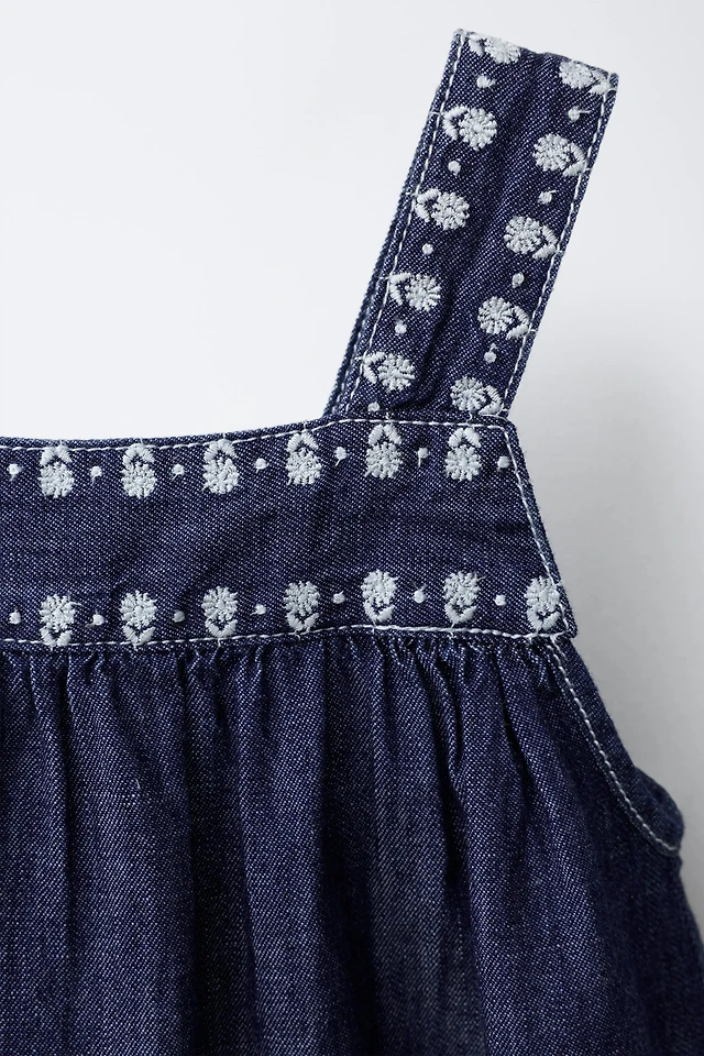 zara denim pinafore dress off the shoulder ball gowns Denim midi Color:CAPRI SOLEIL PAISLEY Gaćice s elastičnom pasicom Unbeatable Comfort | Dress