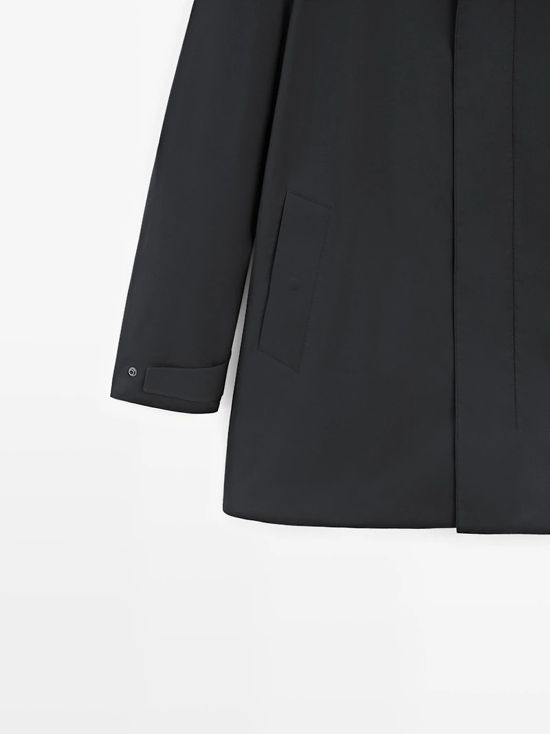 Water-repellent fabric trench coat