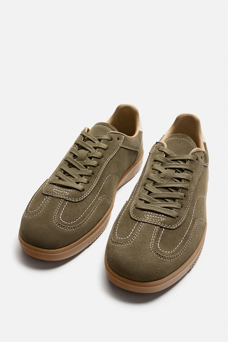LEATHER CONTRAST SOLE SNEAKERS