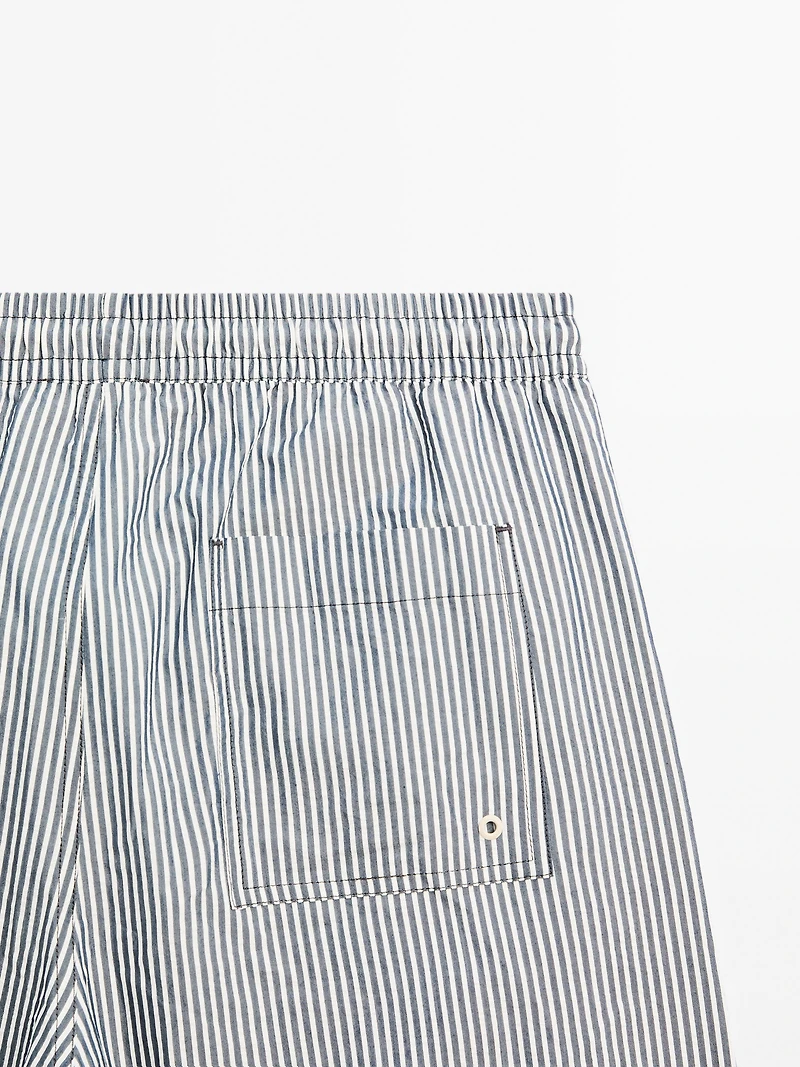 Striped seersucker swimming trunks