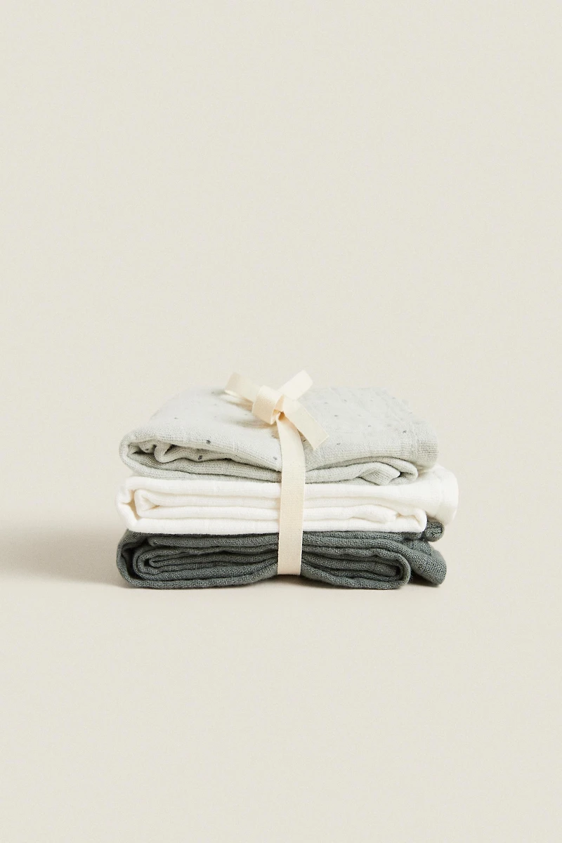 SET OF MULTICOLORED BABY MUSLIN CLOTHS (SET 3)