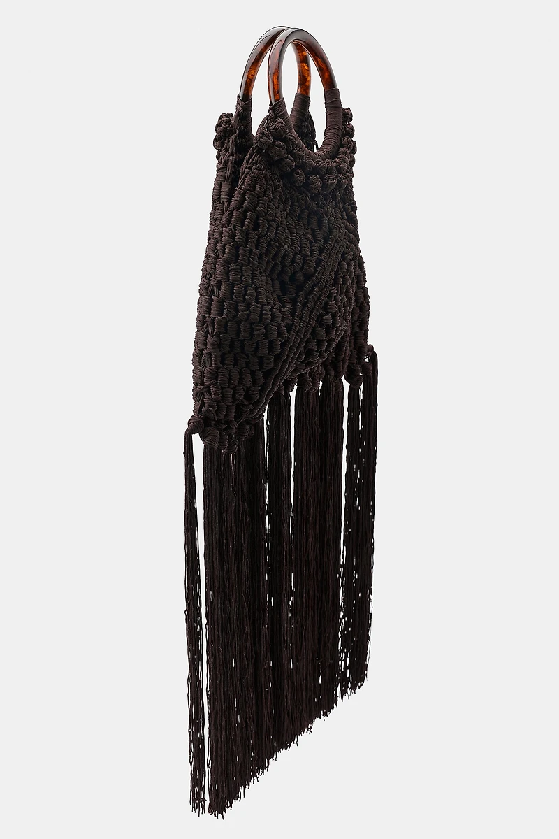 WOVEN KNOTTED FRINGE BAG