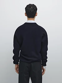 Pull en maille à col camionneur boutonné