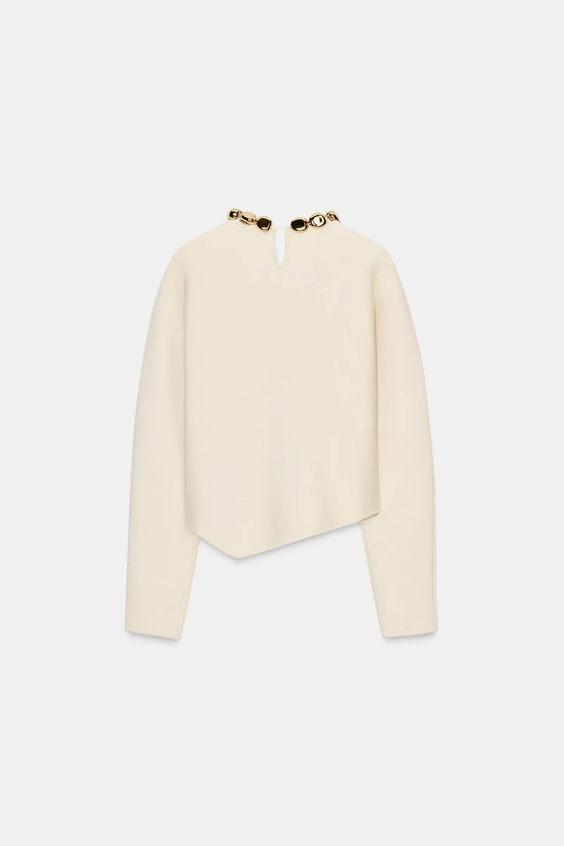 KNIT BEADED NECK JUMPER