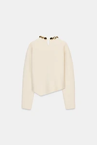 KNIT BEADED NECK JUMPER