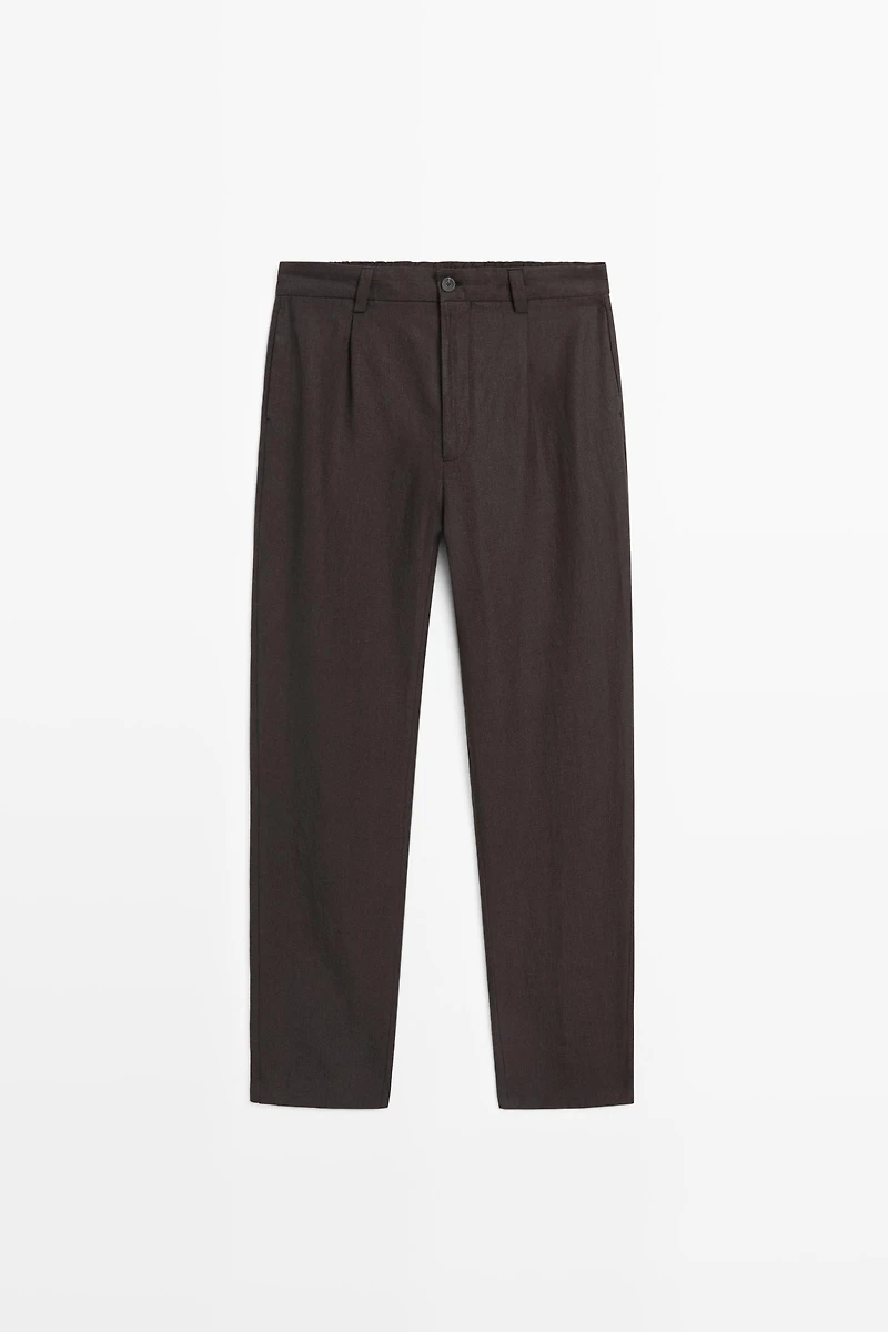 100% linen houndstooth pants
