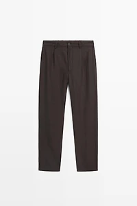 100% linen houndstooth pants