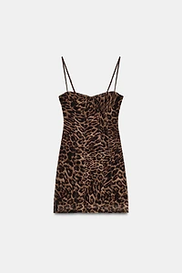 ANIMAL PRINT CORSET TULLE DRESS