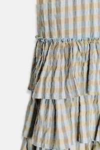 PLAID RUFFLED MINI DRESS