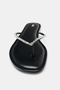 RHINESTONE FLAT SANDALS