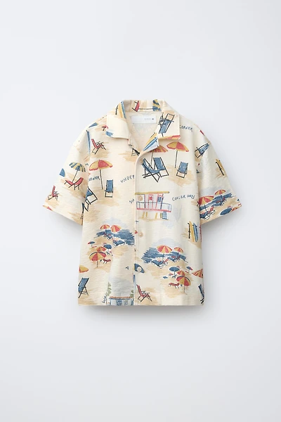 BEACH CHAIR PRINT SPREAD COLLAR SHIRT