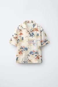 BEACH CHAIR PRINT SPREAD COLLAR SHIRT