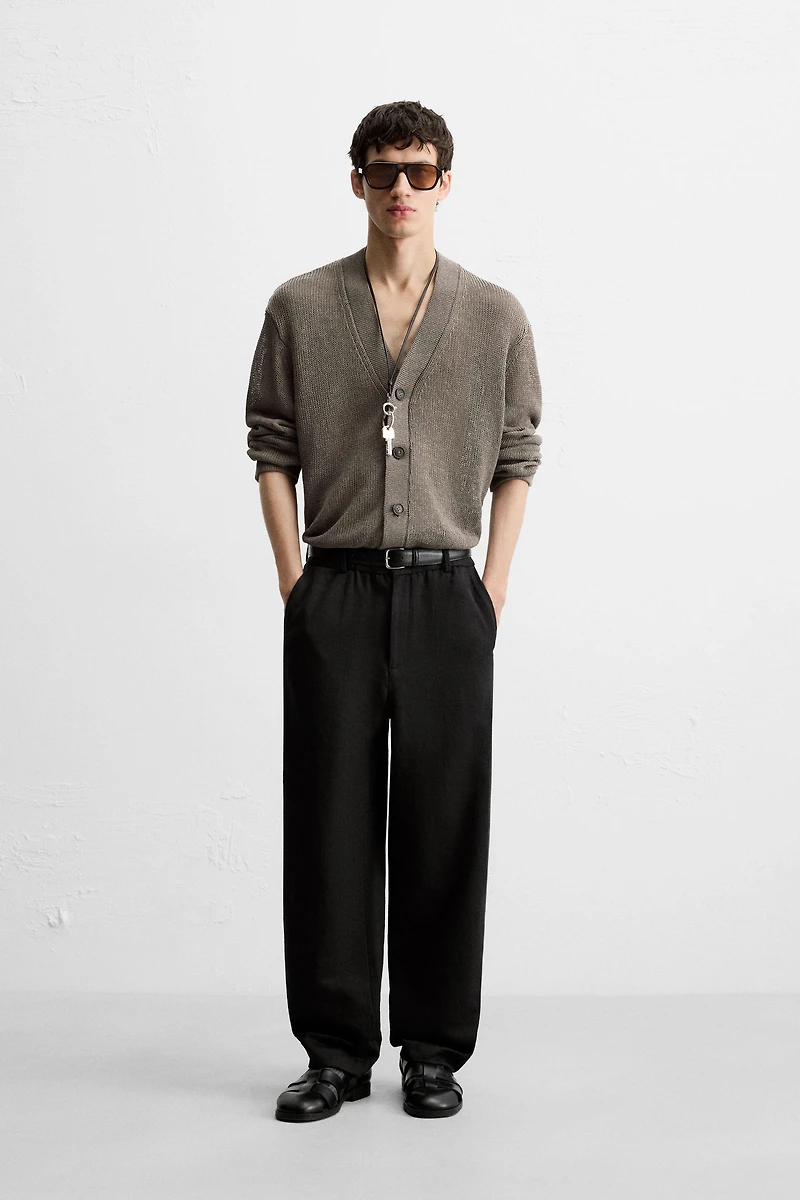 TEXTURED REGULAR FIT PANTS