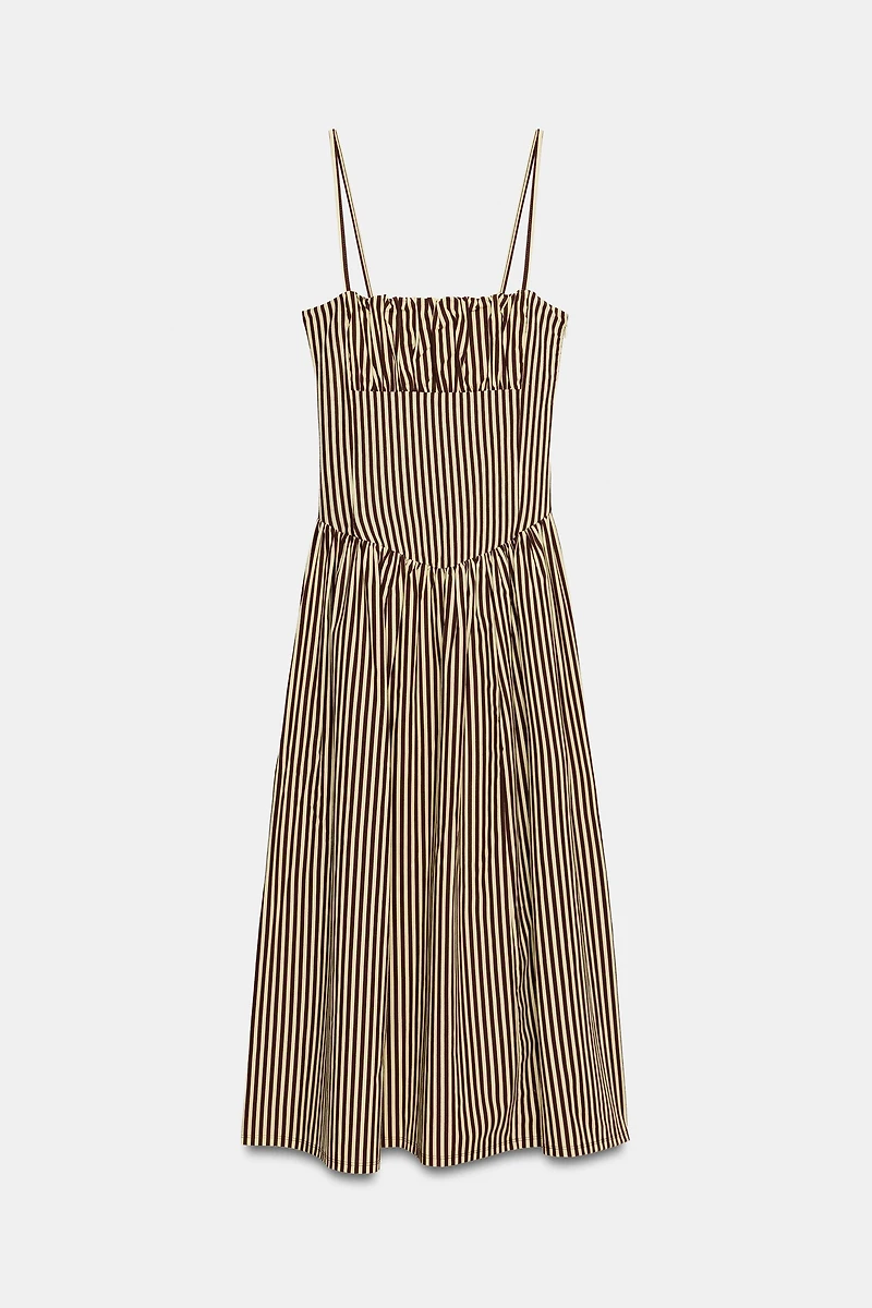 STRIPED COMBINATION POPLIN DRESS