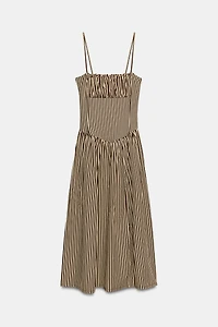 STRIPED COMBINATION POPLIN DRESS