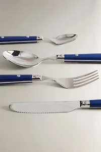 4-PIECE FLATWARE SET WITH A BLUE HANDLE