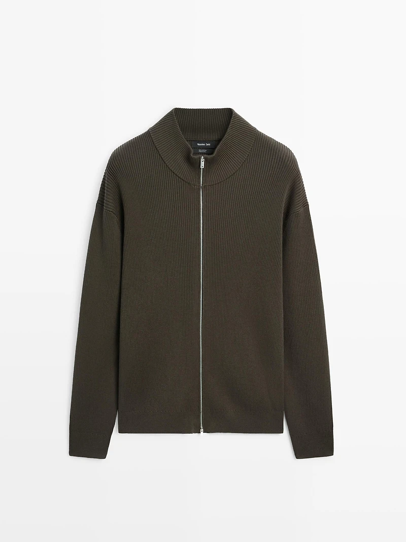100% cotton zip cardigan