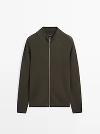 100% cotton zip cardigan