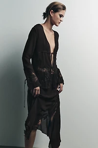 ASYMMETRIC LACE GEORGETTE SKIRT