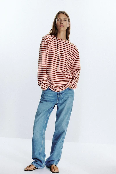 SLUB STRIPED COTTON T-SHIRT