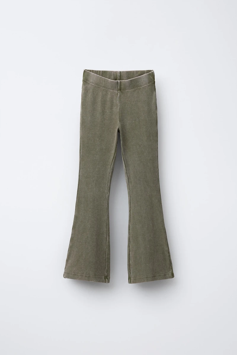 HEAVY WEIGHT T-SHIRT AND WASHED EFFECT RIB FLARE LEGGINGS SET