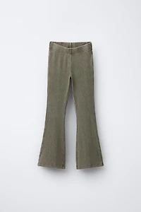 HEAVY WEIGHT T-SHIRT AND WASHED EFFECT RIB FLARE LEGGINGS SET