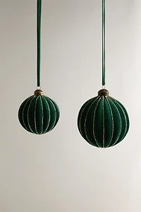 SHINY STRIPED CHRISTMAS TREE BALL ORNAMENT