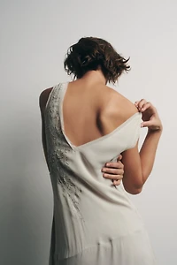 GEORGETTE DRESS WITH EMBROIDERY AND BEADING