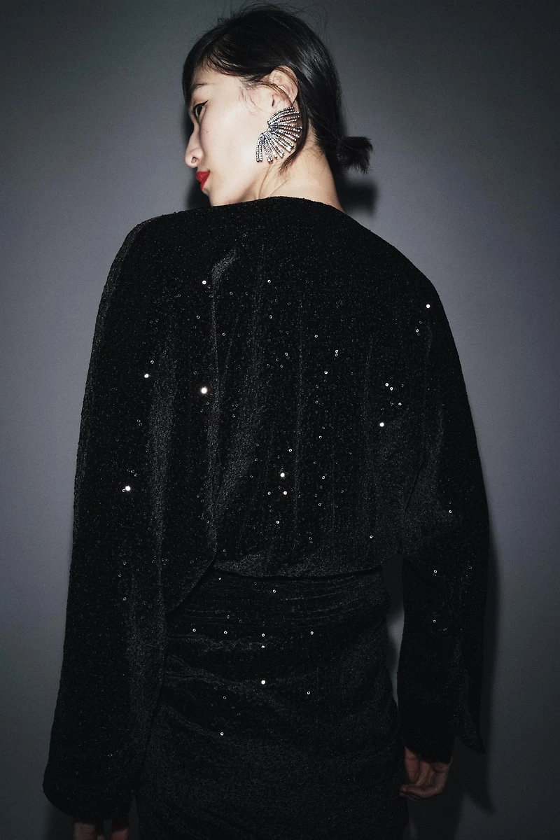 ZW COLLECTION SEQUIN SHOULDER PAD DRESS