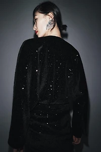 ZW COLLECTION SEQUIN SHOULDER PAD DRESS