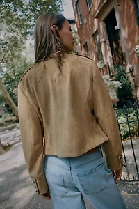 FAUX SUEDE FROG FASTENING JACKET