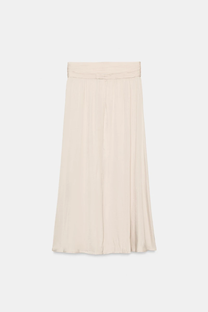 SATIN EFFECT MIDI SKIRT