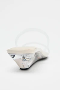 VINYL WEDGE SANDALS