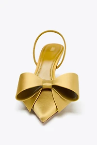 SATIN-EFFECT SLINGBACK HEELS