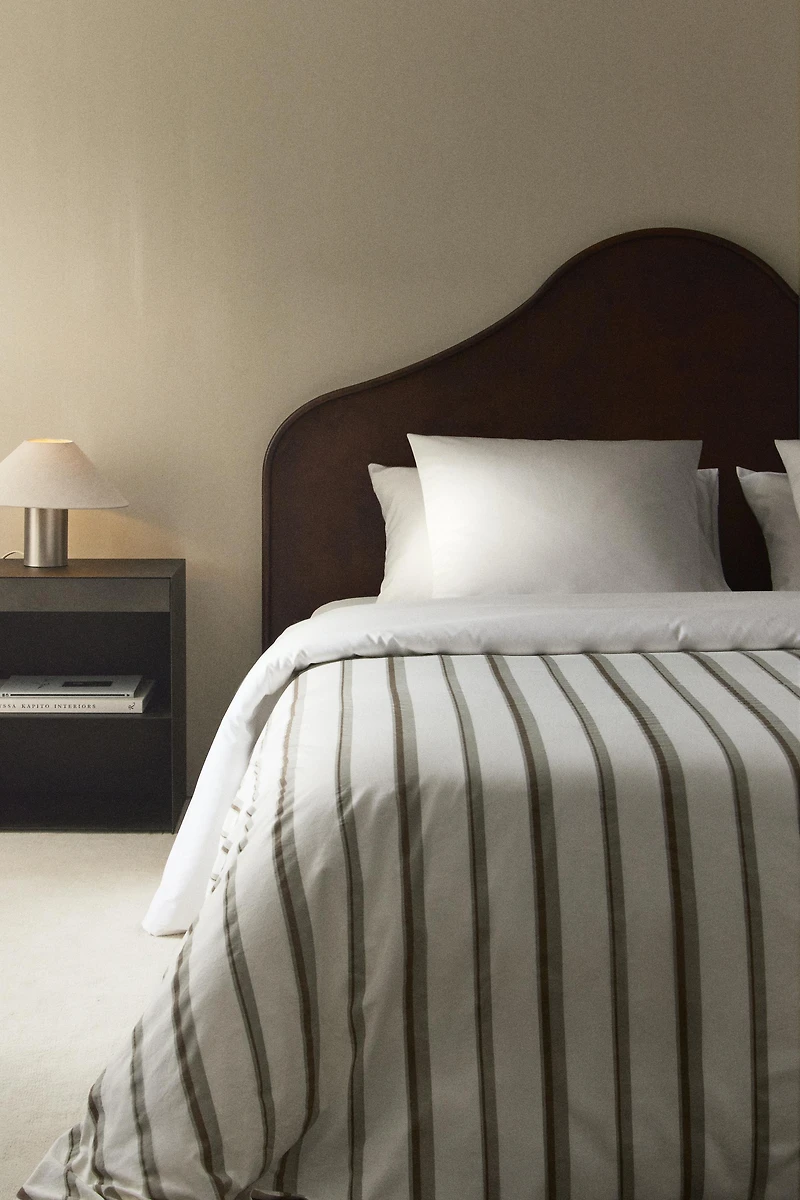 COTTON PERCALE DUVET COVER WITH BANDS (300 THREAD COUNT)