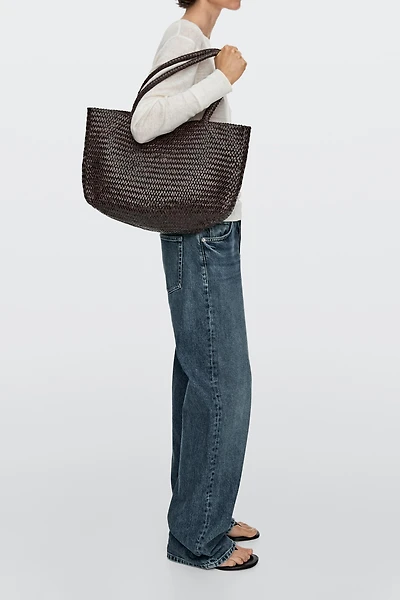 Braided nappa leather tote bag