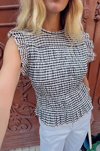 GINGHAM SMOCKED TOP