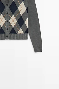 100% cotton diamond knit cardigan