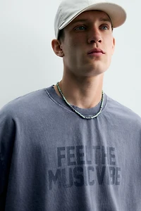 WASHED TEXT PRINT T-SHIRT