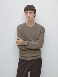 Textured cotton blend knit sweater