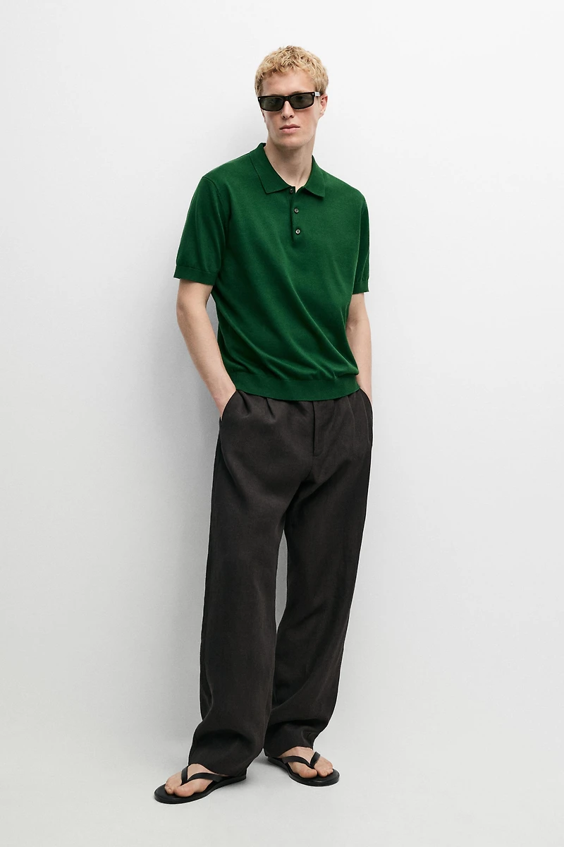 Pull polo en maille 100 % coton