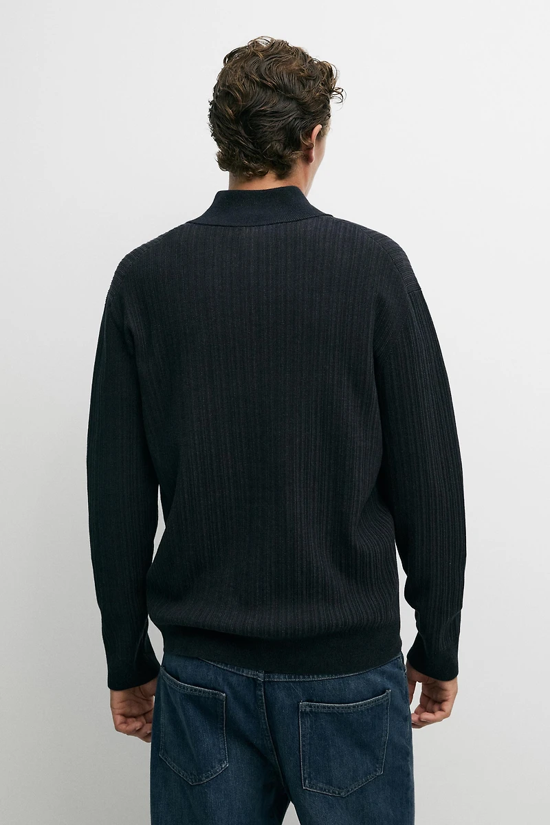 Pull en maille à col camionneur zipp