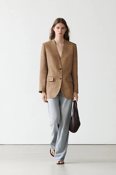 Veste de costume chinée lin