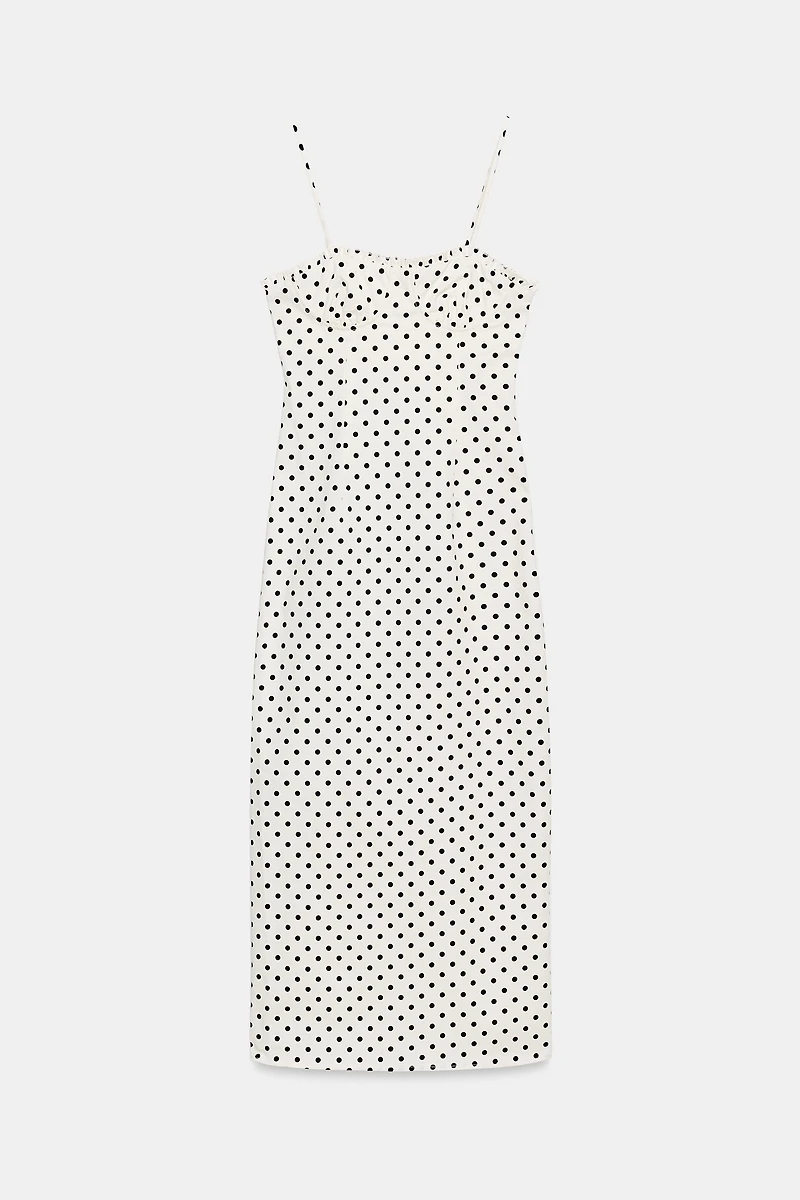 CORSET-STYLE POLKA DOT MIDI DRESS