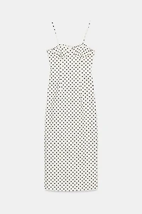 CORSET-STYLE POLKA DOT MIDI DRESS
