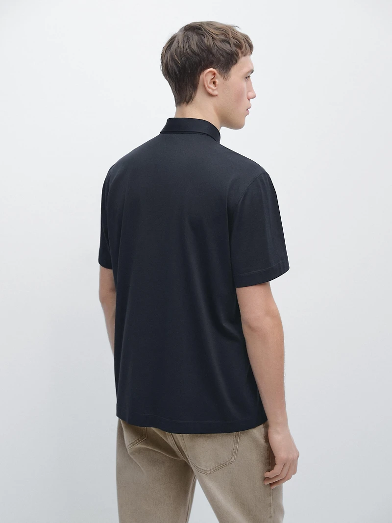 Cotton blend short sleeve polo shirt