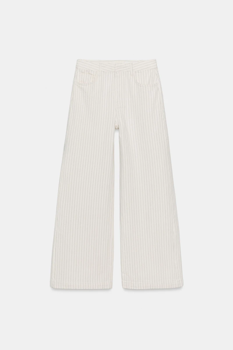 ZW COLLECTION HIGH-WAIST STRIPED WIDE-LEG JEANS