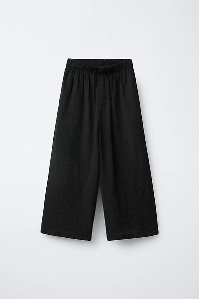 WRINKLED EFFECT WIDE LEG PANTS